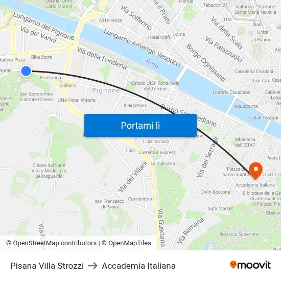 Pisana Villa Strozzi to Accademia Italiana map