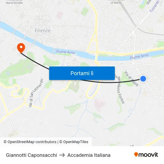 Giannotti Caponsacchi to Accademia Italiana map