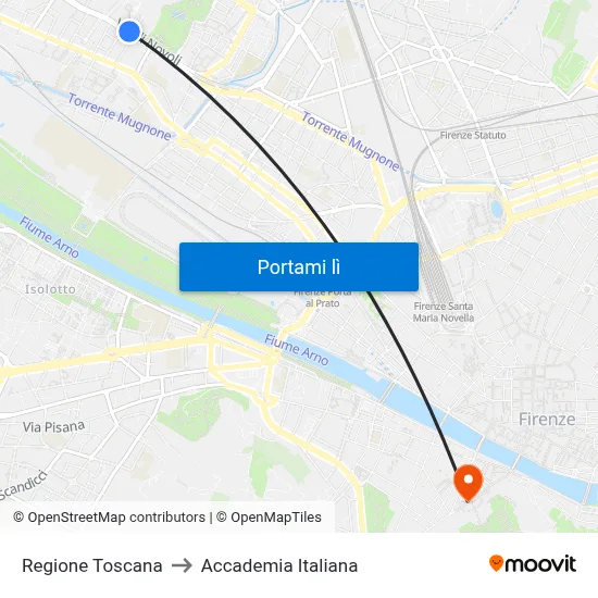 Regione Toscana to Accademia Italiana map