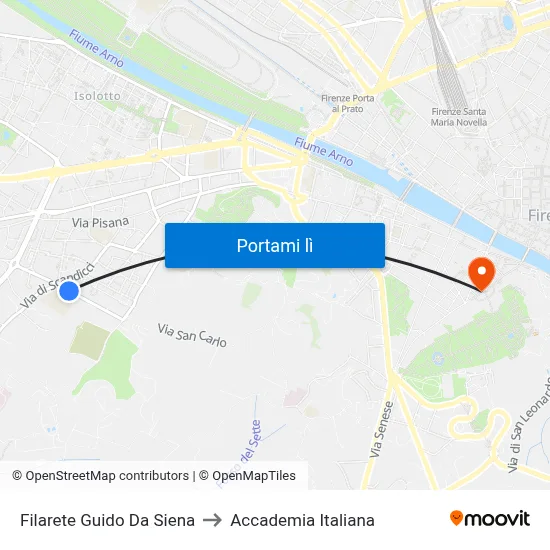 Filarete Guido Da Siena to Accademia Italiana map