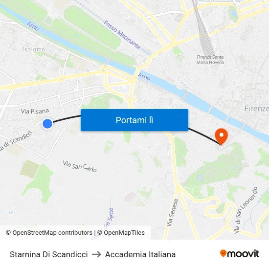 Starnina Di Scandicci to Accademia Italiana map
