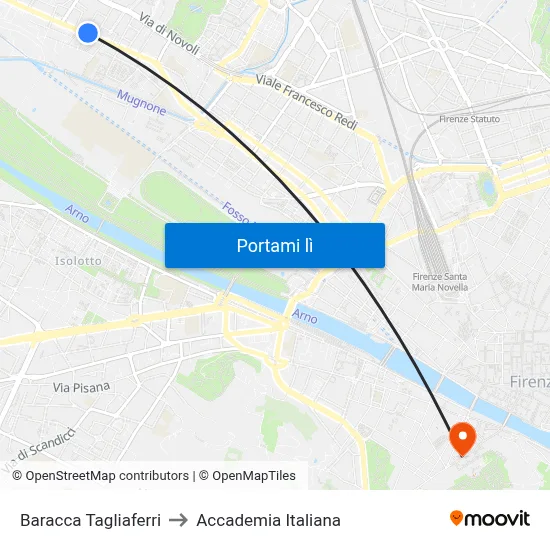 Baracca Tagliaferri to Accademia Italiana map