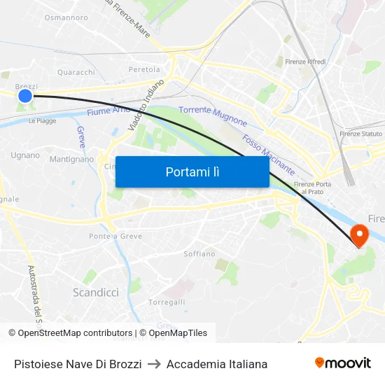 Pistoiese Nave Di Brozzi to Accademia Italiana map