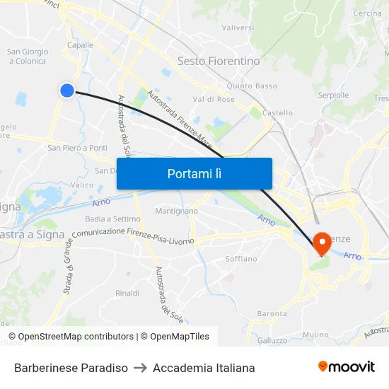 Barberinese Paradiso to Accademia Italiana map