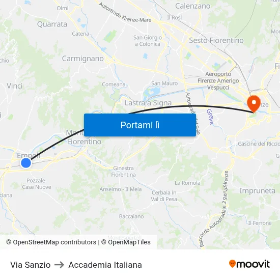 Via Sanzio to Accademia Italiana map