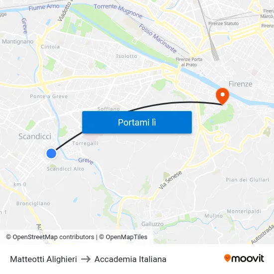 Matteotti Alighieri to Accademia Italiana map