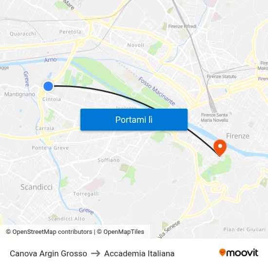 Canova Argin Grosso to Accademia Italiana map