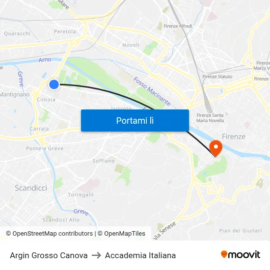 Argin Grosso Canova to Accademia Italiana map