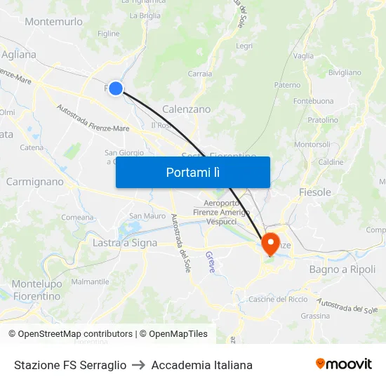 Stazione FS Serraglio to Accademia Italiana map