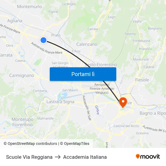 Scuole Via Reggiana to Accademia Italiana map