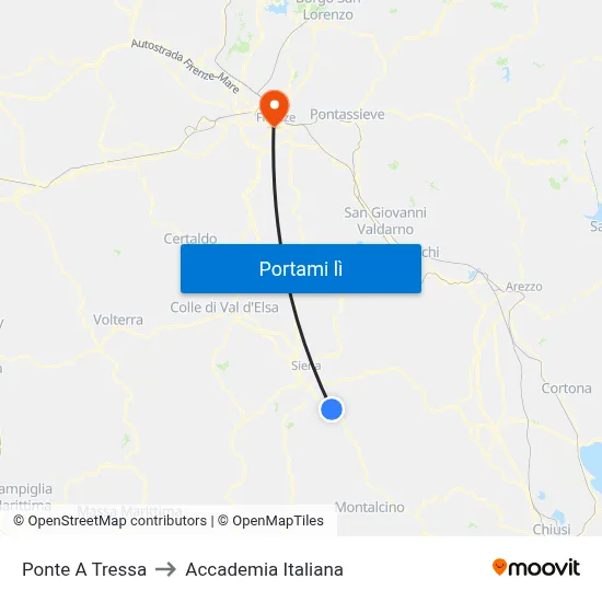 Ponte A Tressa to Accademia Italiana map