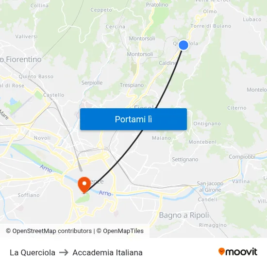 La Querciola to Accademia Italiana map