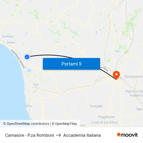Camaiore - P.za Romboni to Accademia Italiana map