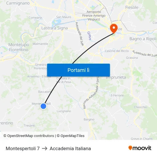 Montespertoli 7 to Accademia Italiana map