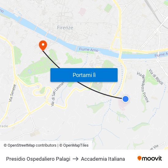 Presidio Ospedaliero Palagi to Accademia Italiana map