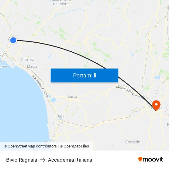 Bivio Ragnaia to Accademia Italiana map