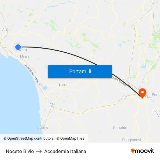 Noceto Bivio to Accademia Italiana map