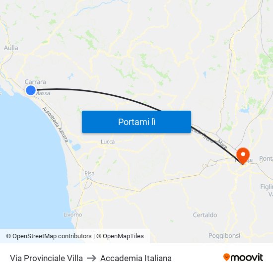 Via Provinciale Villa to Accademia Italiana map