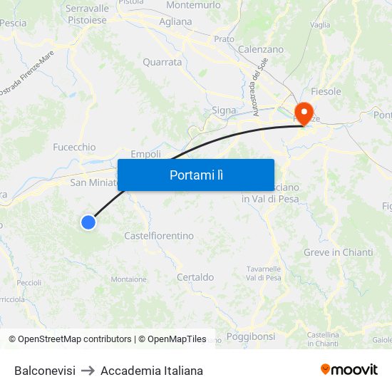 Balconevisi to Accademia Italiana map