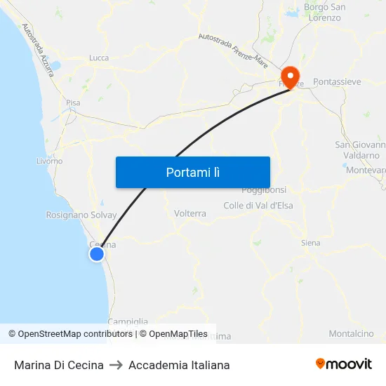 Marina Di Cecina to Accademia Italiana map