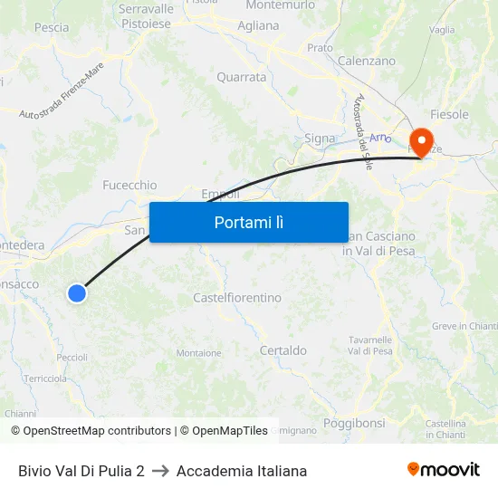Bivio Val Di Pulia 2 to Accademia Italiana map