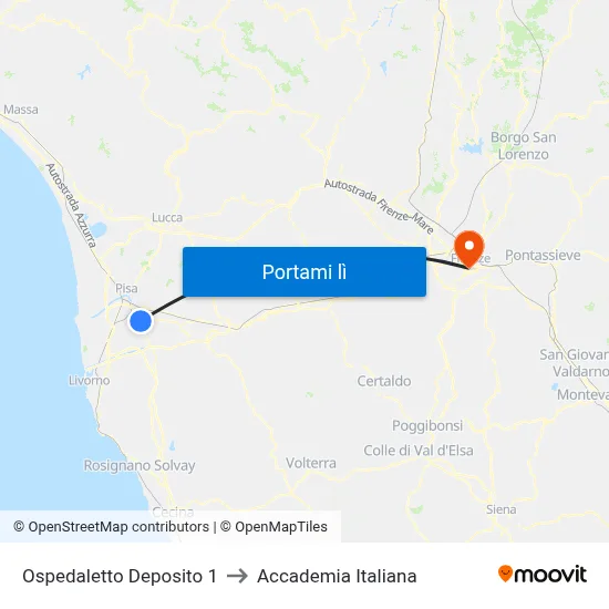 Ospedaletto Deposito 1 to Accademia Italiana map