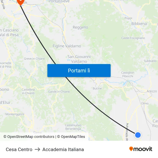 Cesa Centro to Accademia Italiana map