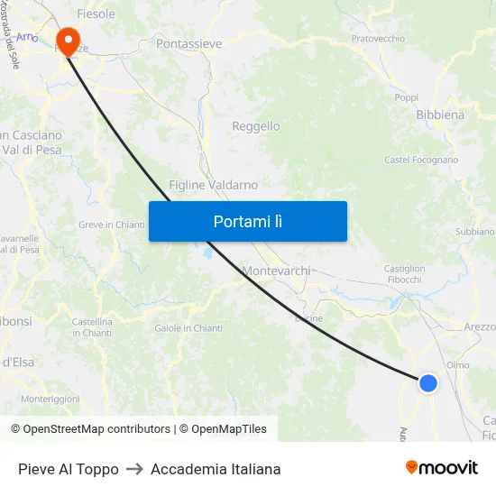 Pieve Al Toppo to Accademia Italiana map