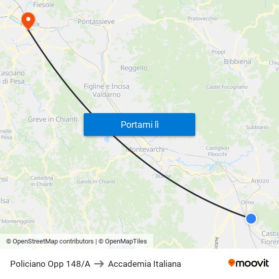 Policiano Opp 148/A to Accademia Italiana map