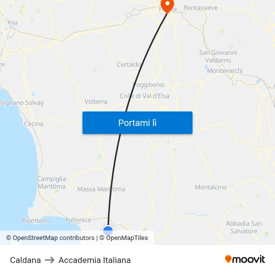 Caldana to Accademia Italiana map