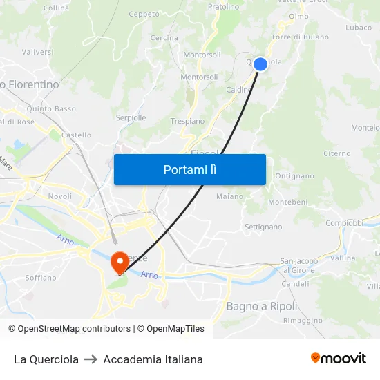 La Querciola to Accademia Italiana map