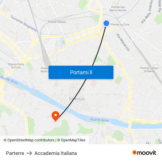 Parterre to Accademia Italiana map