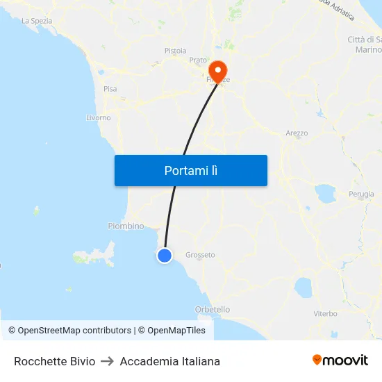 Rocchette Bivio to Accademia Italiana map