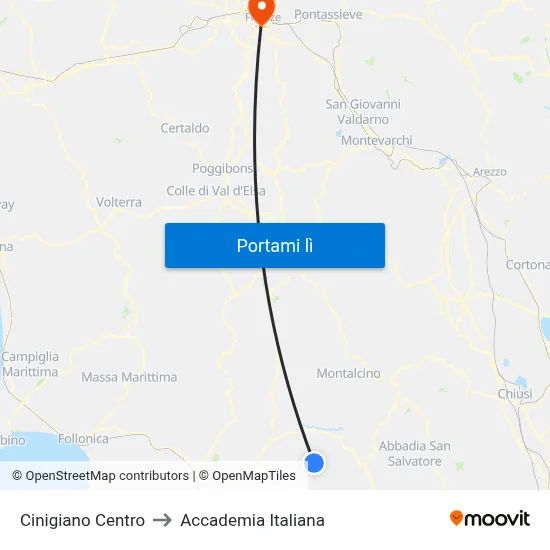Cinigiano Centro to Accademia Italiana map