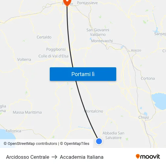 Arcidosso Centrale to Accademia Italiana map