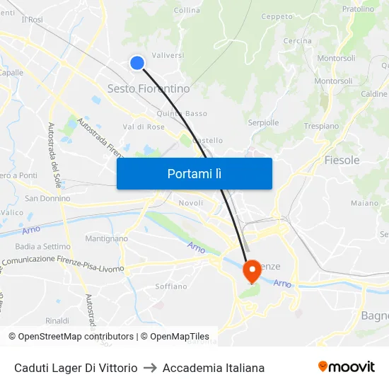 Caduti Lager Di Vittorio to Accademia Italiana map