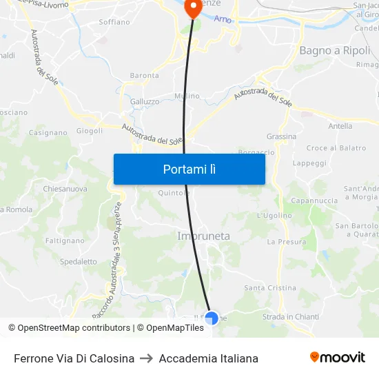 Ferrone Via Di Calosina to Accademia Italiana map