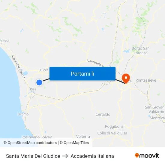 Santa Maria Del Giudice to Accademia Italiana map