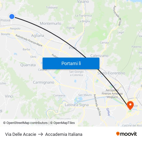 Via Delle Acacie to Accademia Italiana map