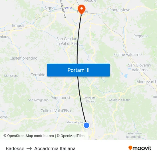 Badesse to Accademia Italiana map