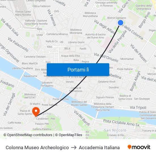 Colonna Museo Archeologico to Accademia Italiana map