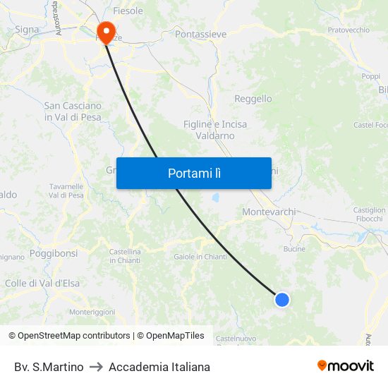 Bv. S.Martino to Accademia Italiana map