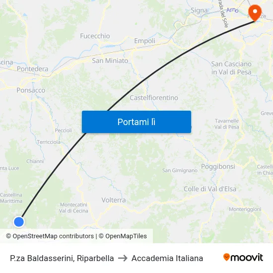 P.za Baldasserini, Riparbella to Accademia Italiana map