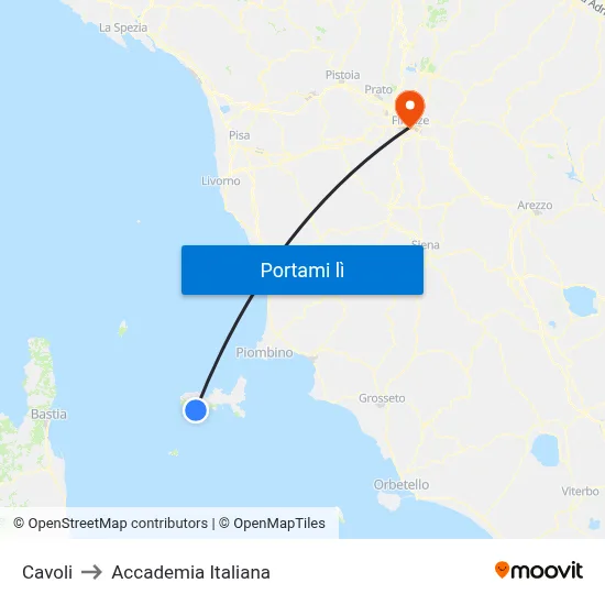 Cavoli to Accademia Italiana map