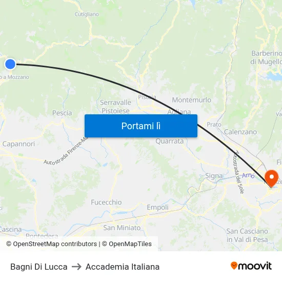 Bagni Di Lucca to Accademia Italiana map