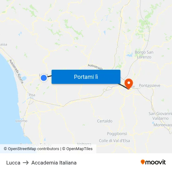 Lucca to Accademia Italiana map