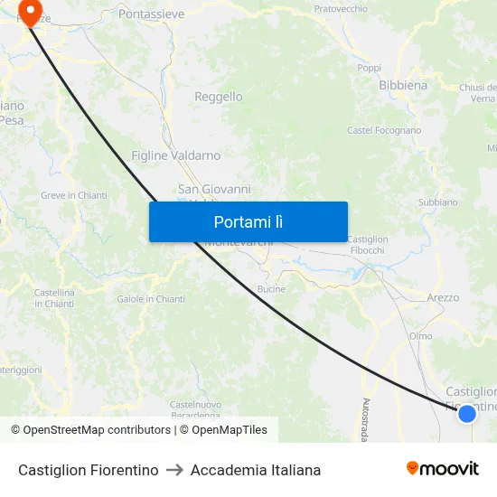 Castiglion Fiorentino to Accademia Italiana map