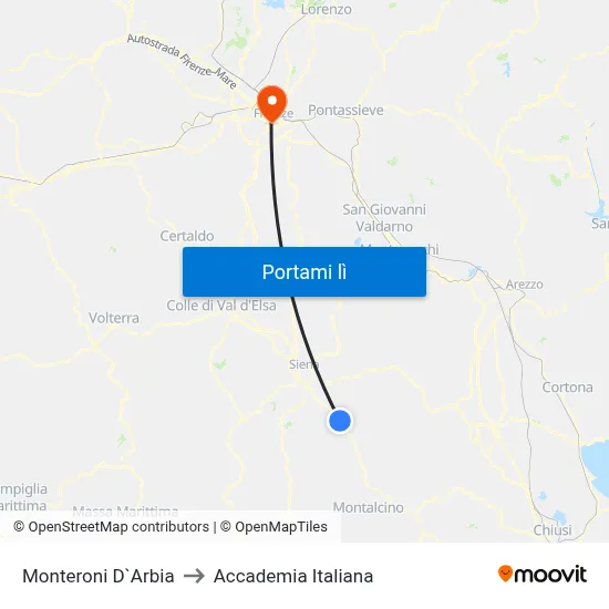 Monteroni D`Arbia to Accademia Italiana map