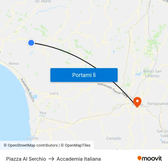 Piazza Al Serchio to Accademia Italiana map