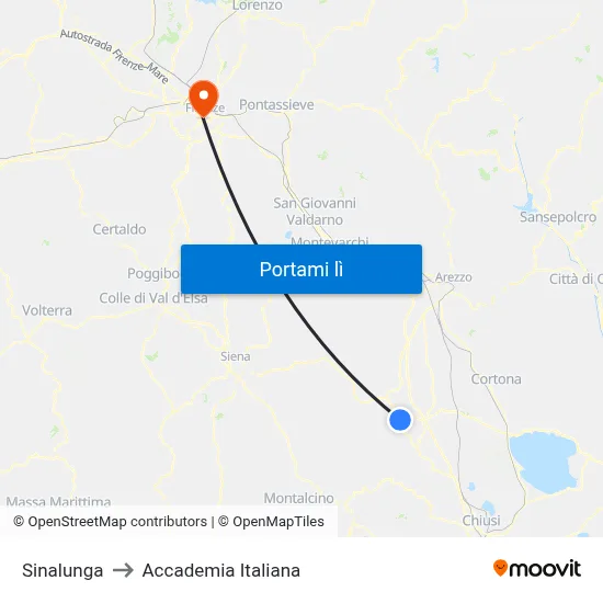 Sinalunga to Accademia Italiana map